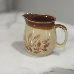 Vintage-Style Ceramic Creamer Pitcher in Brown and Cream